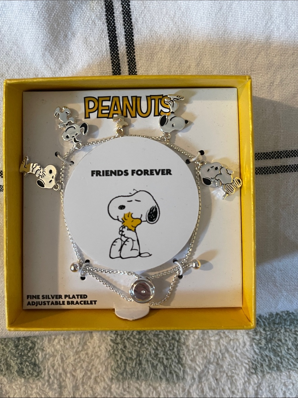 Peanuts Silver Snoopy & Woodstock (in gold tone) Charm Bracelet